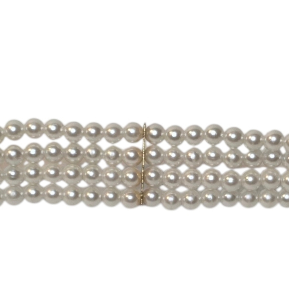 White Faux Pearl Stretch Belt Waist Chain Rhinestone Brooch Buckle  Small Medium - Picture 3 of 4